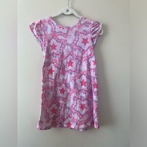 Cuddl Duds kids girls size large 10–12 short sleeve tie dye star print nightgown